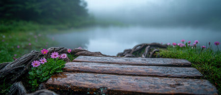 Peaceful forest landscape with flowersの素材