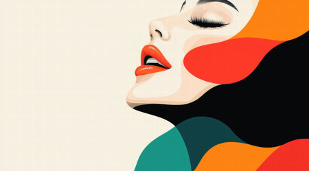 Vibrant female portrait illustrationの素材