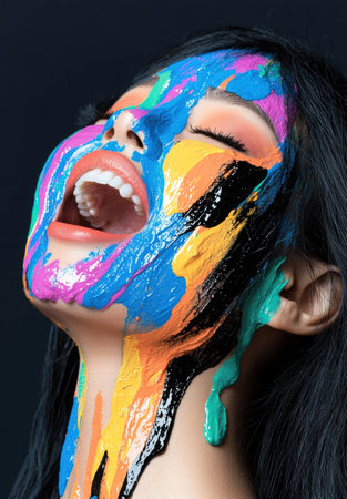 colorful face paint expressionの素材