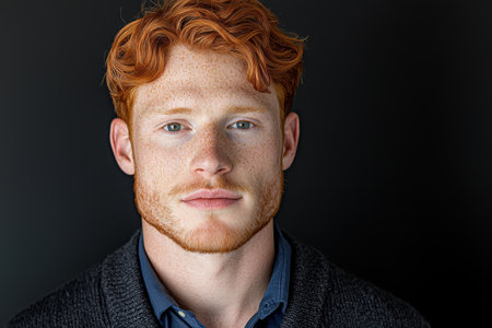 Handsome young man with red hair and frecklesの素材