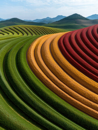 Colorful terraced fields in the mountainsの素材