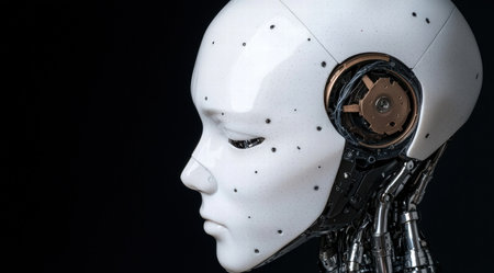 Futuristic robot head with mechanical detailsの素材