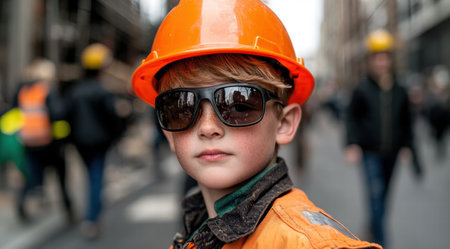 young construction worker in protective gearの素材