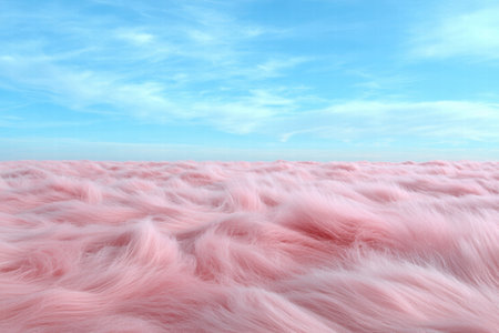 Soft pink feather field under blue skyの素材