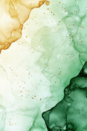 abstract watercolor background with golden and green tonesの素材