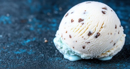 Delicious ice cream scoop with chocolate chipsの素材
