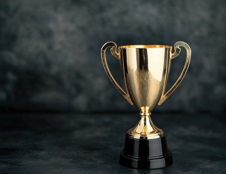golden trophy cup on dark backgroundの素材