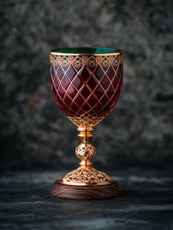 Ornate glass goblet with intricate designの素材