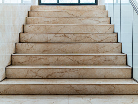Elegant marble staircase in modern buildingの素材