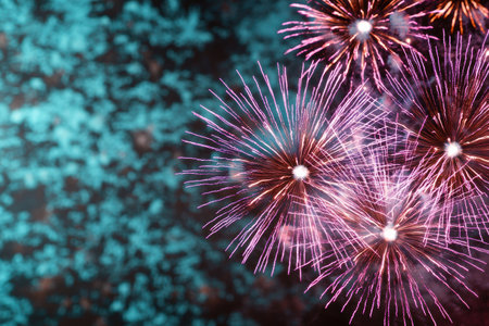 Vibrant fireworks display in the night skyの素材