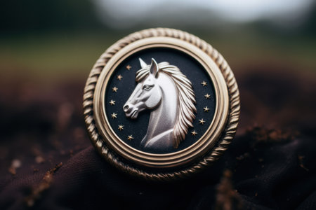 Ornate horse head coin or medallionの素材