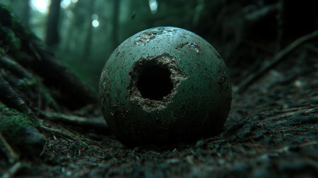 Mysterious dark sphere in the forestの素材