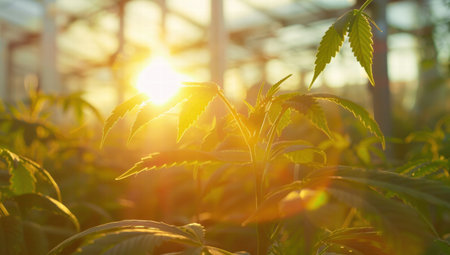 Sunlight shining through lush green leavesの素材