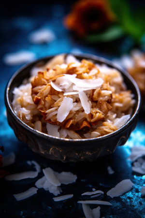 Delicious coconut rice dish with shredded coconutの素材