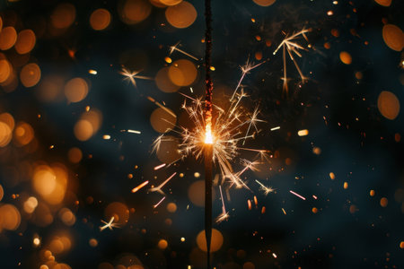 Sparkling fireworks display in the night skyの素材
