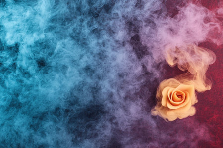 Colorful smoke and rose flowerの素材