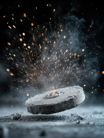 Exploding hockey puck in winterの素材
