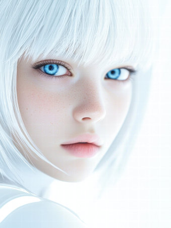 Ethereal beauty with striking blue eyesの素材