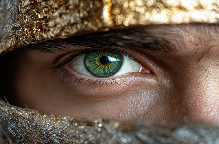 Captivating close-up of a vibrant green eyeの素材