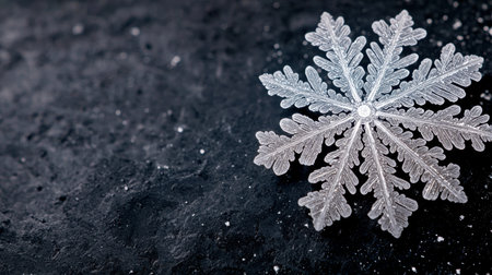 Intricate snowflake on dark backgroundの素材