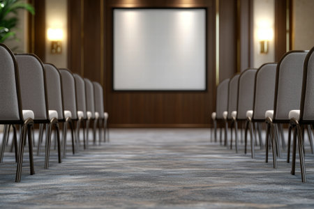 empty conference room with projection screenの素材