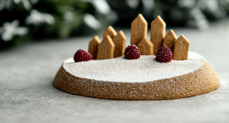 Delicious homemade cake with raspberries and biscuitsの素材