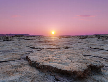 Breathtaking sunset over rocky coastlineの素材