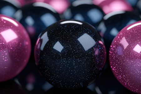 Sparkling glass spheres in vibrant colorsの素材
