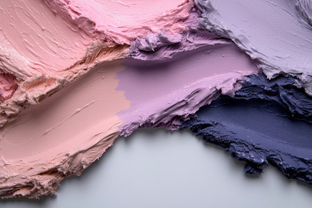 Smears of pink, purple and blue paint on a white backgroundの素材