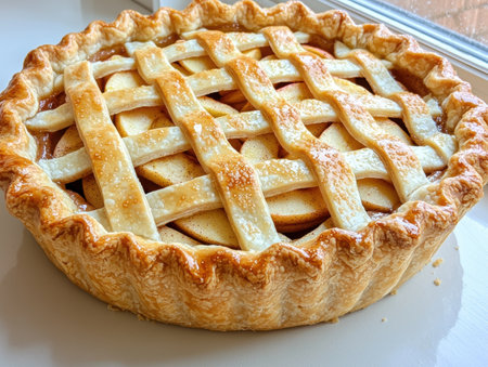 Homemade apple pie with a lattice crustの素材