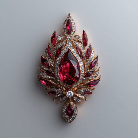 Luxury ruby and diamond pendant, elegant jewelry designの素材