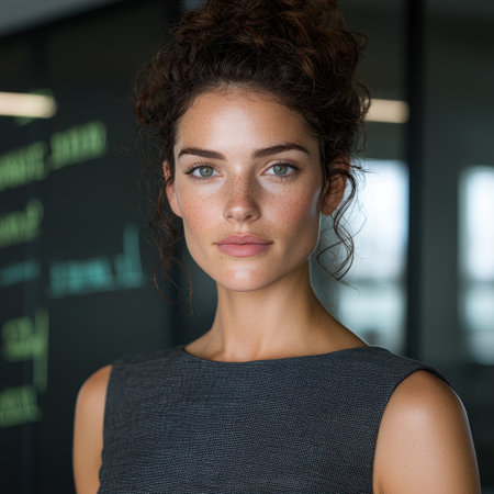 Portrait of a young businesswoman in a modern officeの素材
