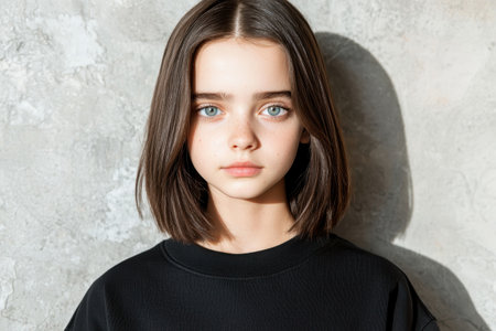 Portrait of a young girl with blue eyesの素材