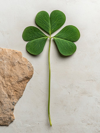 Green clover leaf on a light backgroundの素材