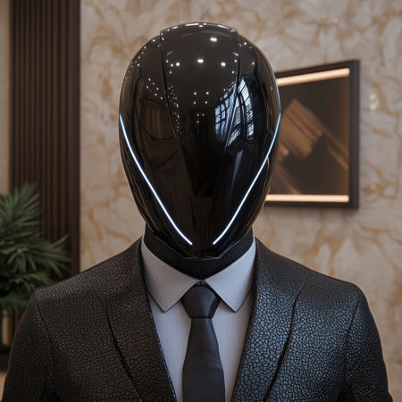 Businessman in futuristic helmet and suitの素材