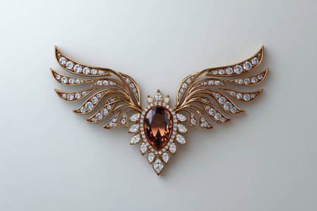 Luxury gold necklace with brown gemstone and diamondsの素材