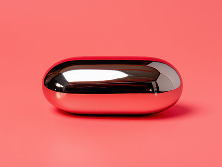 Chrome capsule on red backgroundの素材