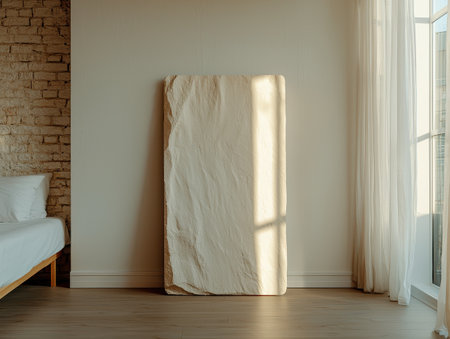 Beige textured panel in minimalist interior designの素材