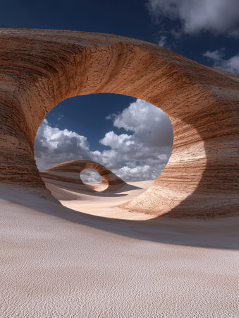 Abstract rock formations in a desert landscapeの素材