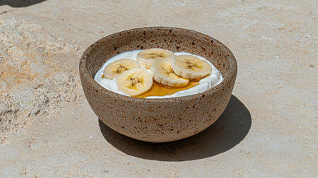 Healthy breakfast bowl with yogurt, banana, and honeyの素材