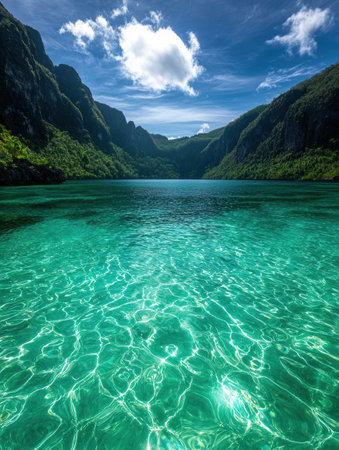Secluded tropical lagoon with crystal clear waterの素材