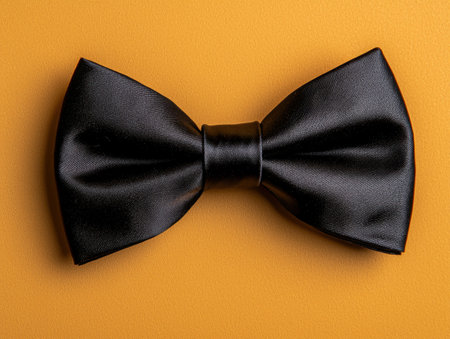 Black bow tie on yellow backgroundの素材