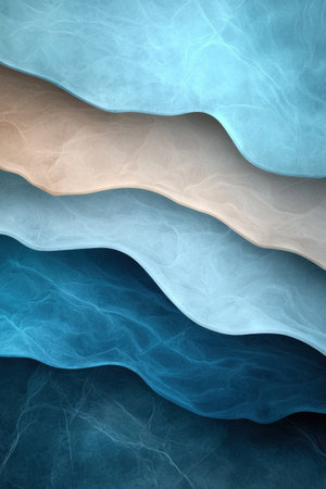 Abstract ocean waves background, layered texture, blue and beige tonesの素材