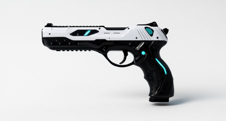 Futuristic Sci-Fi Handgun Weapon 3D Renderの素材