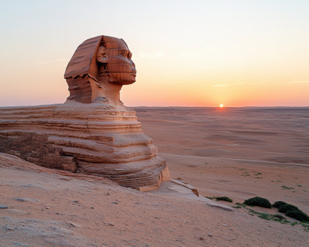 Majestic Sphinx at Sunrise in the Desertの素材