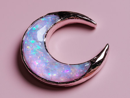 Rose gold crescent moon opal pendant necklaceの素材