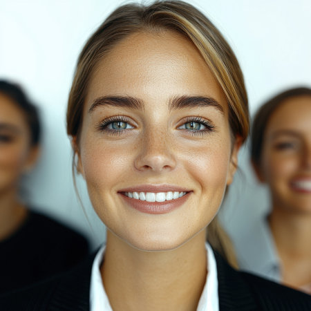 Confident businesswoman smiling at the cameraの素材