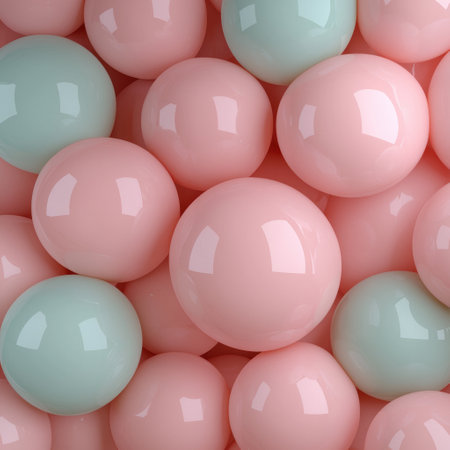 Abstract pastel pink and mint green spheres backgroundの素材