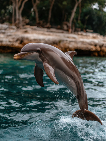 Dolphin leaping out of the waterの素材