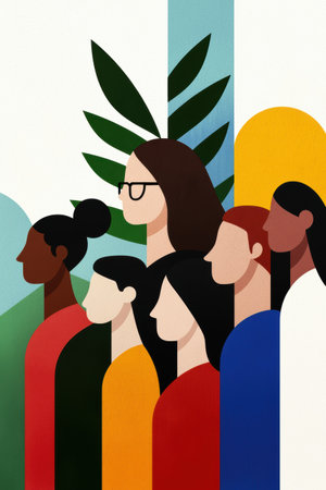 Diverse group of women standing together in unityの素材